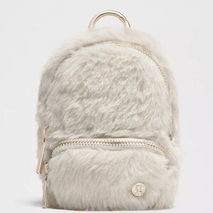 Lululemon NWTS everyday nano plush fleece backpack ivory/gold/glitter logo